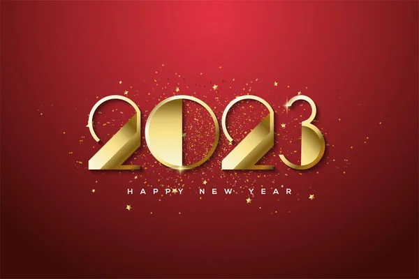 2023 New Year Luxury Gold Red Background — Stock vektor