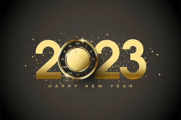 2023 Happy New Year Golden Hour Illustration — 图库矢量图片