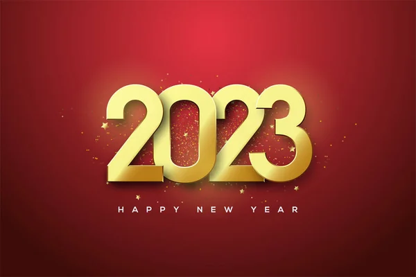 2023 New Year Luxury Gold Red Background — Stockvektor