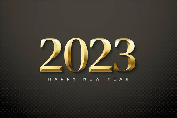 2023 Happy New Year Classic Gold Metallic — Image vectorielle