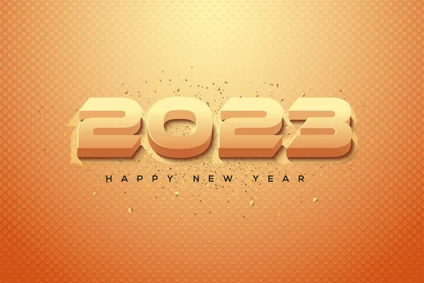Modern Bold Happy New Year 2023 Golden Colors — Stockvektor