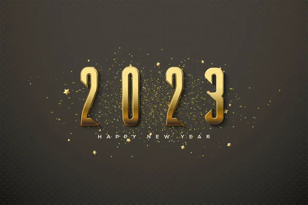 2023 Happy New Year Greetings Luxury Gold Numbers — Stock Vector