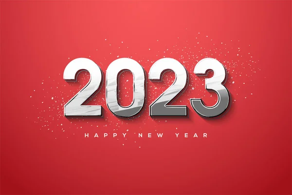 Happy New Year 2023 Mirin Numbers Red Background — 图库矢量图片