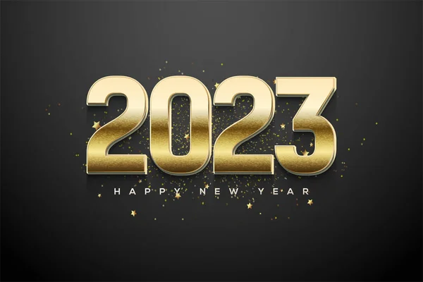 stock vector Modern and unique happy new year 2023 with shiny gold color