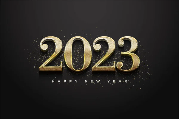 Happy New Year 2023 Gold Bold Numbers — ストックベクタ