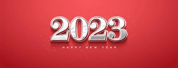 Happy New Year Background White Numbers Red Background — ストックベクタ