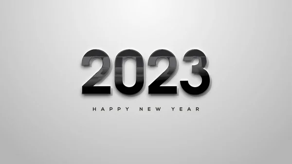 Happy New Year 2023 Black Numbers White Background — Image vectorielle