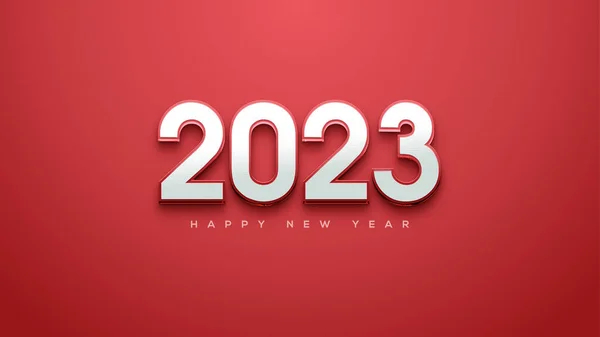 Numbers 2023 Happy New Year Red Background — Stock Vector