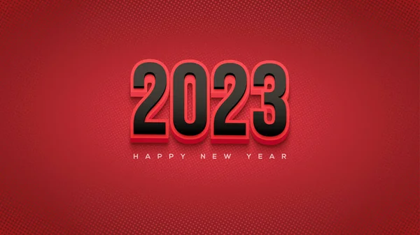 Happy New Year 2023 Black Numbers Wrapped Red — 图库矢量图片