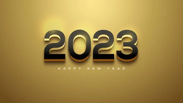 Happy New Year Background 2023 Shiny Bright Yellow Color — ストックベクタ