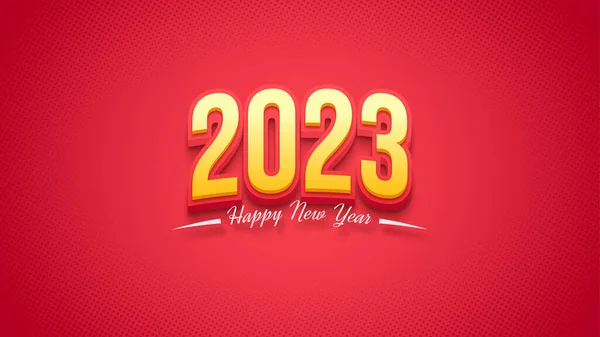 Happy New Year 2023 Luxury Yellow Red Color — Image vectorielle