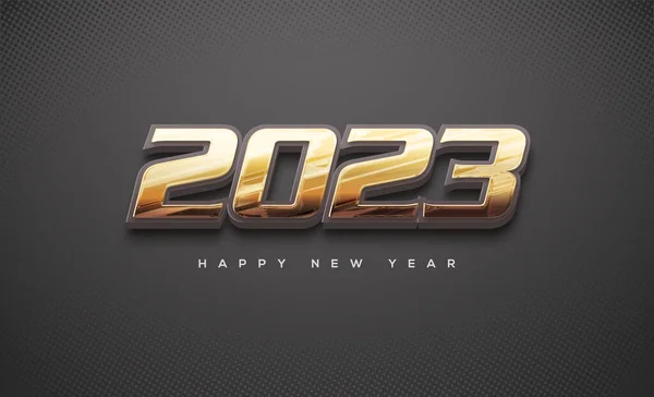 Μοντέρνο Χρυσό Χρώμα Ευτυχισμένο Νέο Έτος 2023 — Διανυσματικό Αρχείο