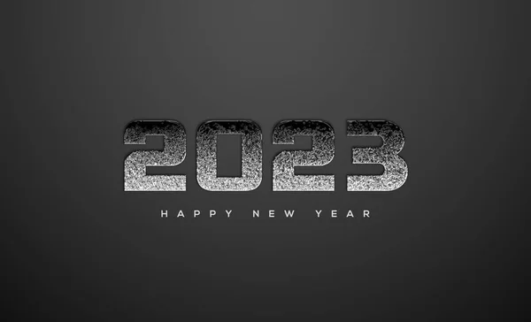 Happy New Year 2023 Gray Black Glitter — Stock vektor