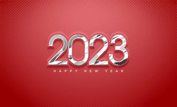 Feliz Ano Novo 2023 Com Figuras Vidro Ilustração Sobre Fundo —  Vetores de Stock