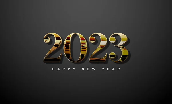 Feliz Ano Novo 2023 Quadrado Ouro Sobre Fundo Preto — Vetor de Stock