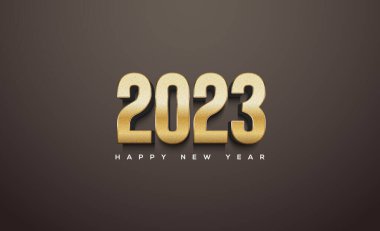 3d modern mutlu yeni yıl 2023 ile altın rengi