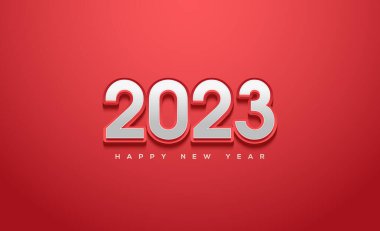 Kırmızı arka planda beyaz 2023 yılınız kutlu olsun.