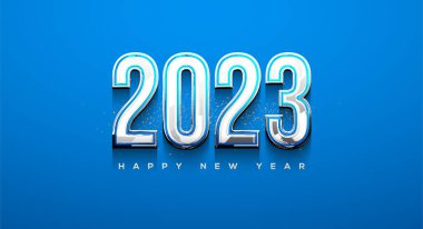 Mavi temalı yeni yıl 2023. Yeni yıl afişi..