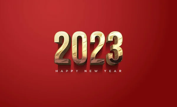 2023 Happy New Year Golden Numbers Red Curd Background — 图库矢量图片