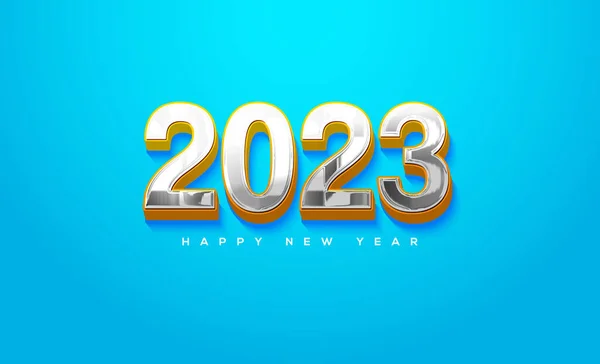 Happy New Year 2023 Modern Prominent Numbers — Stock Vector