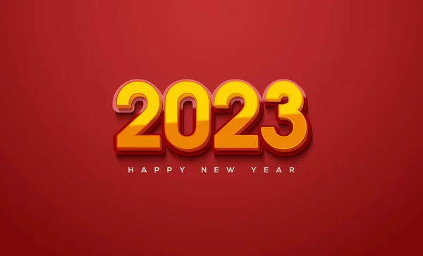 Новым Годом Цифра 2023 Желтая Красном Фоне — стоковый вектор