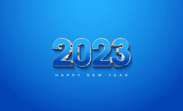 Tahun Baru Bahagia Sederhana Nomor 2023 Pada Latar Belakang Biru - Stok Vektor