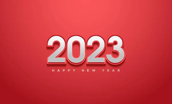 Happy New Year 2023 White Red Background — Stock Vector