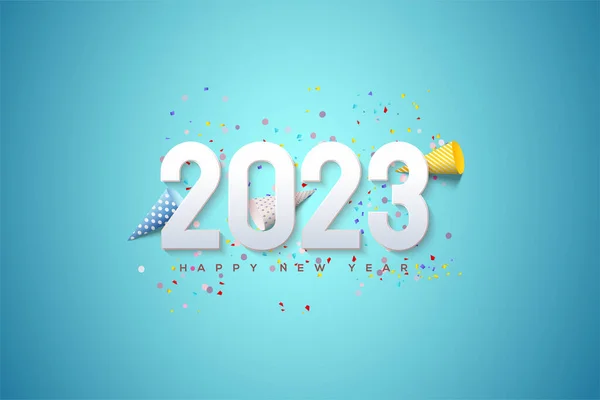 2023 New Year Celebration Background Luxury Bright Blue — Stok Vektör