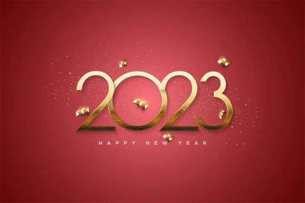 2023 Happy New Year Thin Gold Numbers — Image vectorielle