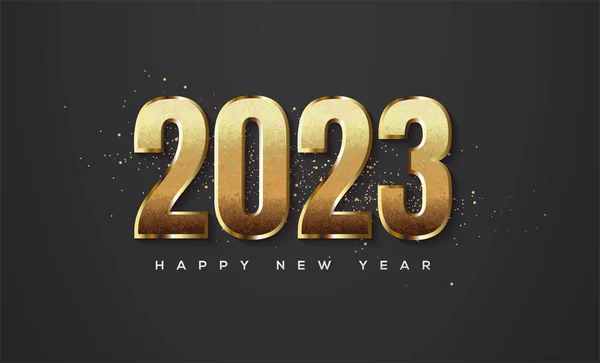 金の輝き数2023 新年の挨拶と2023お祝い — ストックベクタ