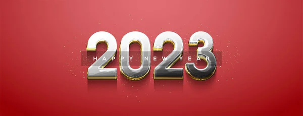 2023 Feliz Año Nuevo Número Saludo Celebración Año Nuevo Con — Vector de stock