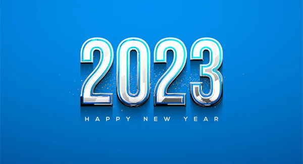 Ano Novo 2023 Com Tema Azul Cartaz Banner Saudação Ano —  Vetores de Stock