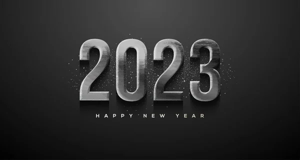 Ευτυχισμένο Νέο Έτος 2023 Μαύρο Κομψούς Και Τολμηρούς Αριθμούς — Διανυσματικό Αρχείο
