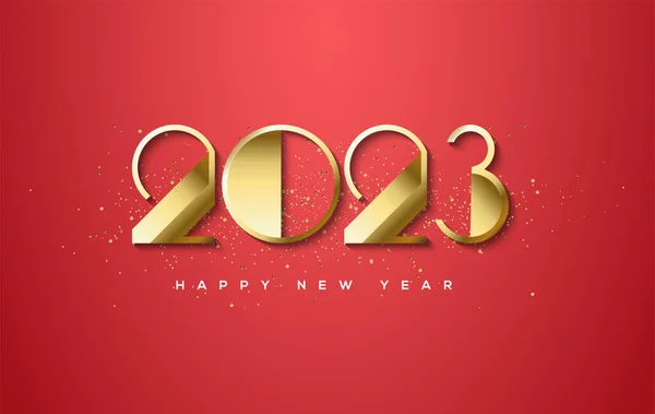 Unique Number 2023 Greeting Design New Year 2023 Luxury Gold — Stock Vector