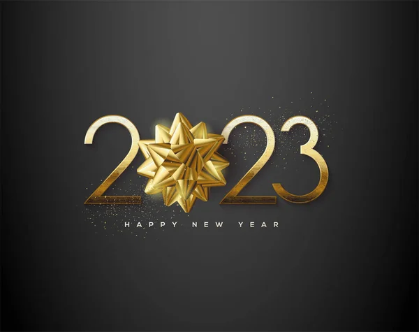 Šťastný Nový Rok Zlato Mašlí Šťastný Nový Rok 2023 Zdravím — Stockový vektor