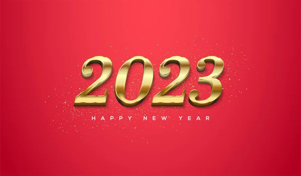 Happy New Year 2023 Luxury Gold Numbers — Stock Vector