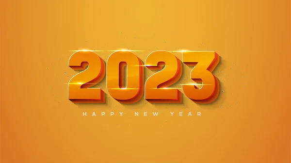 Arancione Numero Bagliore Lucido Vettoriale Felice Anno Nuovo 2023 Saluto — Vettoriale Stock