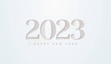 Kağıt üzerinde basın numaraları, mutlu yıllar 2023 selamlar..