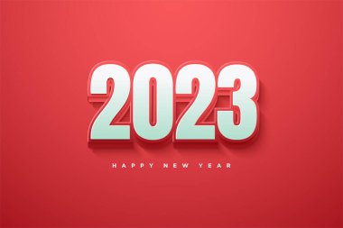 Happy new year 2023 with realistic 3d red numbers