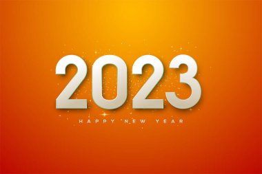 Happy new year 2023 3d on bright orange background