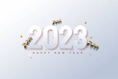 Happy new year 2023 3d on bluish white background