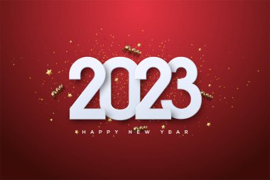2023 new year elegant white on red background