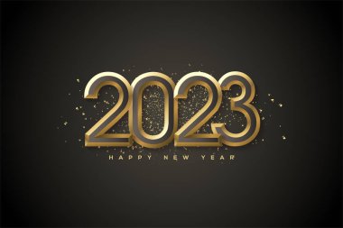 2023 happy new year with black and gold numbers