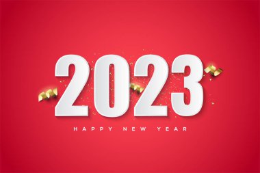 2023 happy new year with clean white paper cut numbers