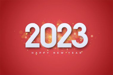 happy new year 2023 with fancy white numbers