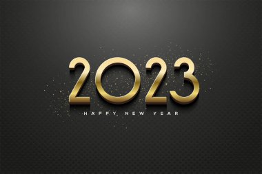 Modern numbers 2023 happy new year with shiny gold color