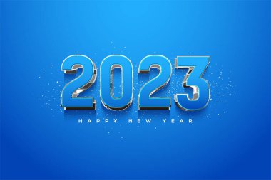 Modern numbers happy new year 2023 on blue background