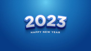 Happy new year 3d with the number 2023 in blue