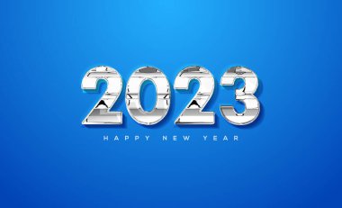 Mutlu yıllar 2023 afişi için modern eşsiz numaralar.