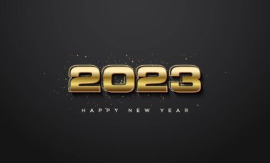 Yeni yılın kutlu olsun 2023 vektör arkaplanı Altın Sayılar illüstrasyonlu